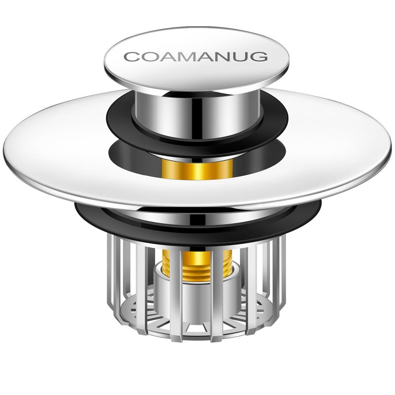 coamanug Bathtub Stopper | Shower Drain Hair Catcher  Pop-up Tub Stopper with Strainer | Bathroom Drain Plug | Drain Protector for 1-1/2 to 1-3/4"""" Bath Drain Hole - Image 1